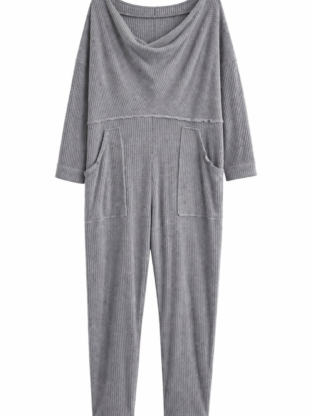 Free People Intimately Kickback Thermal Romper Medium Gray Waffle Knit Jumpsuit - Picture 3 of 10